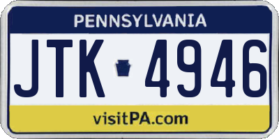 PA license plate JTK4946