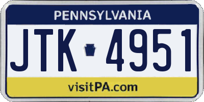 PA license plate JTK4951