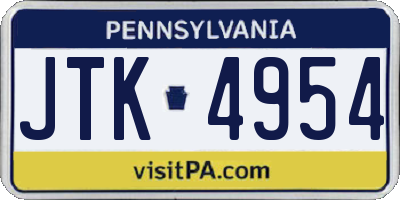 PA license plate JTK4954