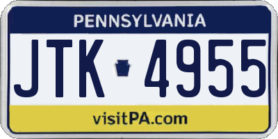 PA license plate JTK4955