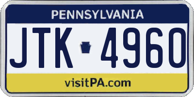 PA license plate JTK4960