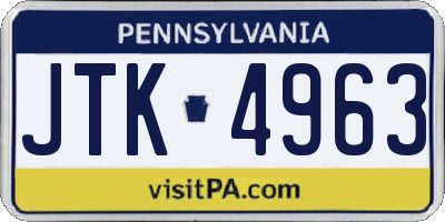 PA license plate JTK4963