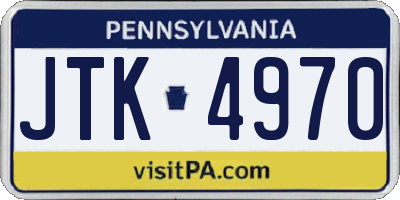 PA license plate JTK4970