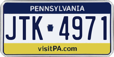 PA license plate JTK4971