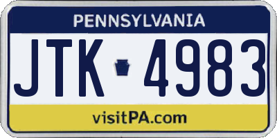 PA license plate JTK4983