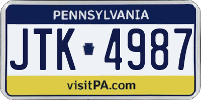 PA license plate JTK4987