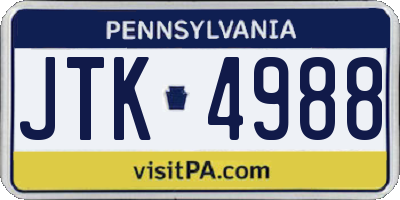 PA license plate JTK4988