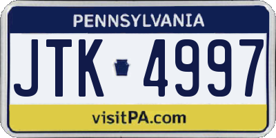 PA license plate JTK4997
