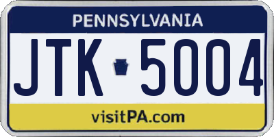 PA license plate JTK5004