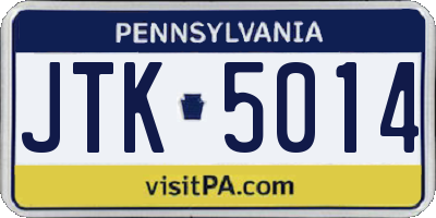PA license plate JTK5014