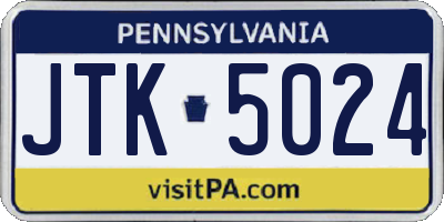 PA license plate JTK5024