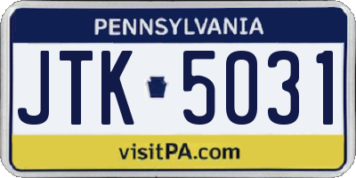 PA license plate JTK5031