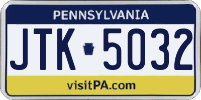 PA license plate JTK5032