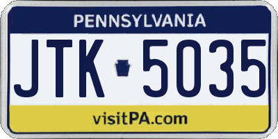 PA license plate JTK5035