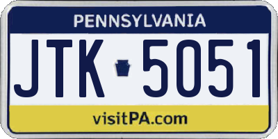 PA license plate JTK5051