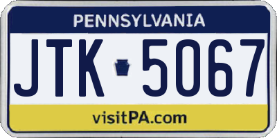PA license plate JTK5067