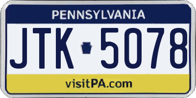 PA license plate JTK5078