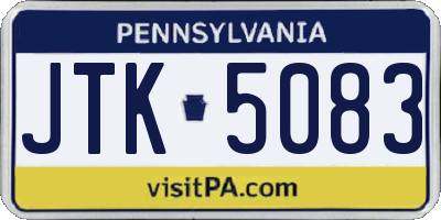 PA license plate JTK5083