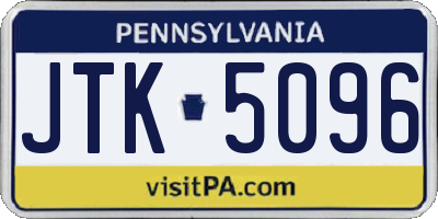 PA license plate JTK5096