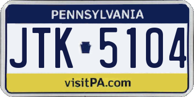 PA license plate JTK5104