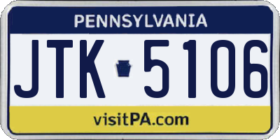 PA license plate JTK5106