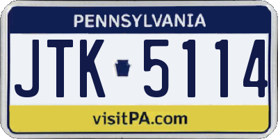 PA license plate JTK5114