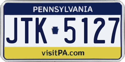 PA license plate JTK5127
