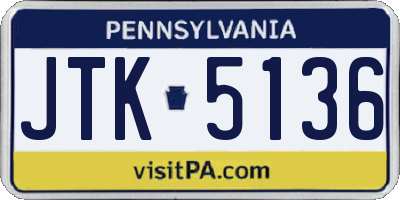 PA license plate JTK5136