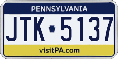 PA license plate JTK5137