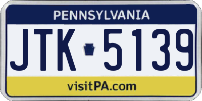 PA license plate JTK5139
