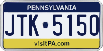 PA license plate JTK5150