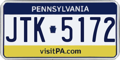 PA license plate JTK5172