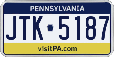 PA license plate JTK5187