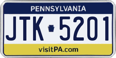 PA license plate JTK5201