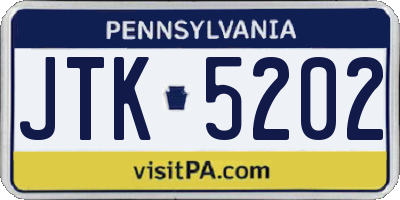 PA license plate JTK5202