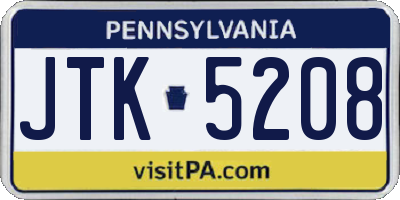 PA license plate JTK5208