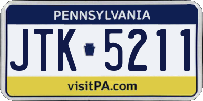 PA license plate JTK5211