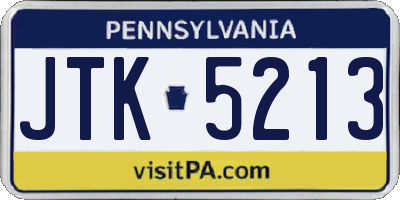 PA license plate JTK5213