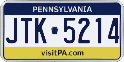 PA license plate JTK5214