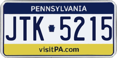 PA license plate JTK5215