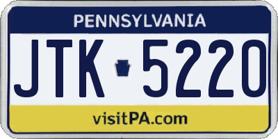 PA license plate JTK5220