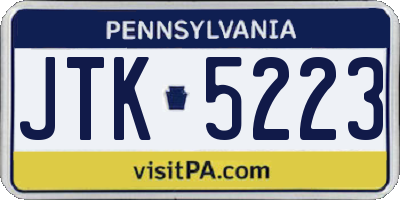 PA license plate JTK5223
