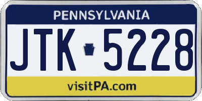 PA license plate JTK5228
