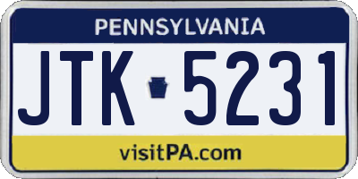 PA license plate JTK5231