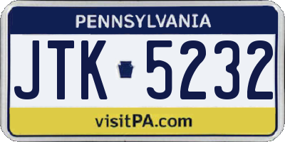 PA license plate JTK5232