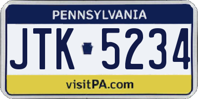 PA license plate JTK5234