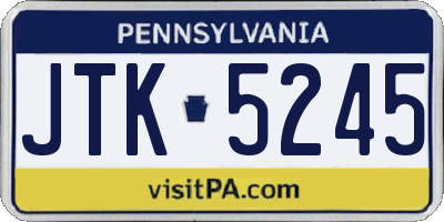 PA license plate JTK5245