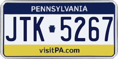 PA license plate JTK5267