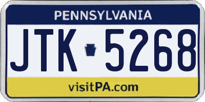 PA license plate JTK5268