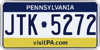 PA license plate JTK5272